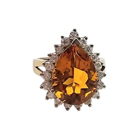 Sterling Silver Pear-Cut Rhinestone Ring, Size 10