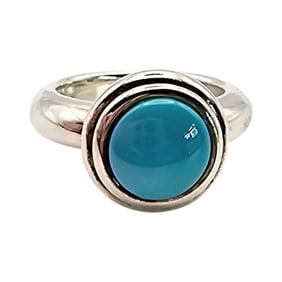 Sterling Silver Turquoise Ring, Size 4.75, 3.1 G