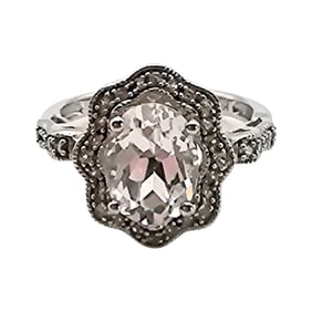 Sterling Silver White Sapphire Ring, Size 6, 3.2 G