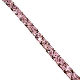 Gold Over Sterling Silver Rhinestone Tennis Bracelet, 24.7 G