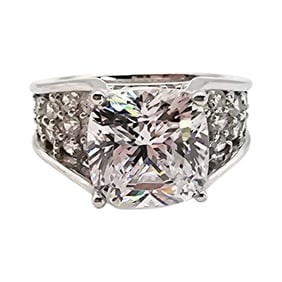 Sterling Silver Ring with Cubic Zirconia, Size 6.5