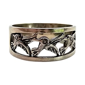 Sterling Silver Hummingbird Ring, Size 6.75, 3.4 G