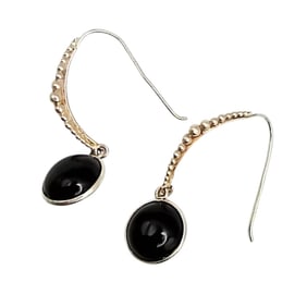 Sterling Silver Dangle Earrings with Onyx Gemstones