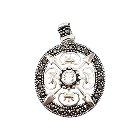 Sterling Silver Cubic Zirconia Pendant, 3 G Ornate Design
