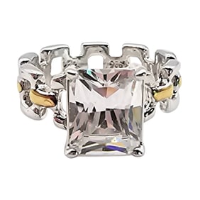 Signed Sterling Silver Ring with Cubic Zirconia, Size 7.5