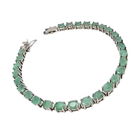 Emerald and Sterling Silver Tennis Bracelet, 11.1 G
