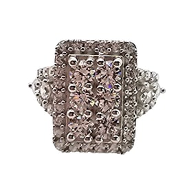 Sterling Silver  Ring with Cubic Zirconia, Size 7.5