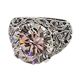Sterling Silver Cubic Zirconia Ring, Size 5.75, 8.1 G