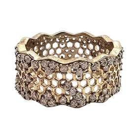 Gold Over Sterling Silver  Ring with Cubic Zirconia Accents, Size 8.25