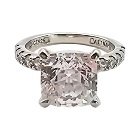 Sterling Silver Cubic Zirconia Solitaire Engagement-Style Ring, Size 7.5
