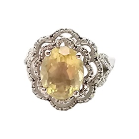 Signed Sterling Silver Citrine Ring, Size 8.5, 5.3 G