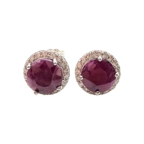 Ruby Sterling Silver Earrings Weighing 3.8 G