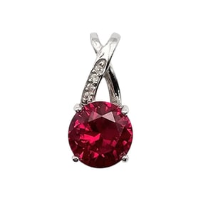 BBJ Ruby and White Topaz Sterling Silver Pendant, 2.2 G