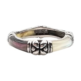 CFJ Sterling Silver Abalone and Mother of Pearl Ring, Size 8.25