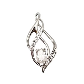 JJ Sterling Silver White Sapphire Pendant, 2.6 G