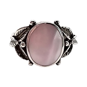 Signed Sterling Silver Ring With Mother of Pearl, Size 6.75