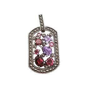 CNA Sterling Silver Pendant With Amethyst, Garnet, and Marcasite