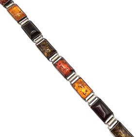 Poland ATI Amber Sterling Silver Bracelet, 17.1 G