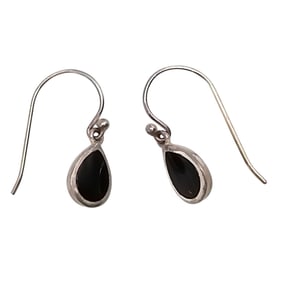 Onyx Sterling Silver Drop Earrings