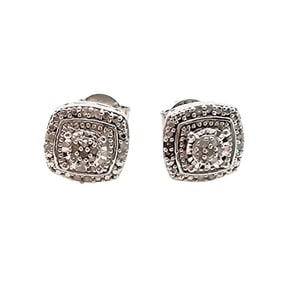 Diamond Sterling Silver Earrings, 2.2 G