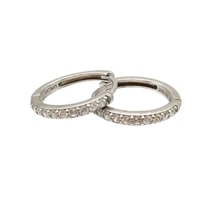 Sterling Silver Cubic Zirconia Hoop Earrings, 2.1 G