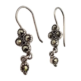 Marcasite Sterling Silver Earrings, 2.7 G