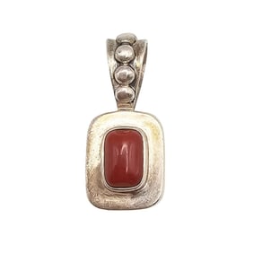Coral and Sterling Silver Pendant, 6.1 G