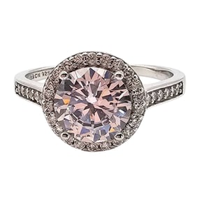 IBB Sterling Silver Cubic Zirconia Halo Ring, Size 8