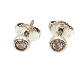 Sterling Silver Ag Diamond Stud Earrings