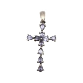 STS Sterling Silver Cross Pendant with Rhinestones, 2.4 G