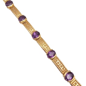 Ross-Simons Amethyst and Gold Over Sterling Silver Bracelet, 24.4 G