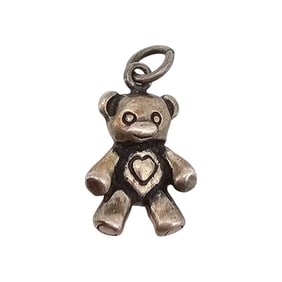 Signed Sterling Silver Teddy Bear Charm, 2.9 G