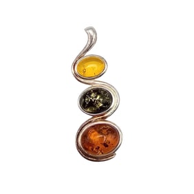 Sterling Silver Pendant with Three Amber Stones