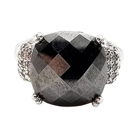 BW Sterling Silver Ring with Black Cubic Zirconia Stone, Size 4.75, 6 G