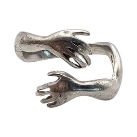 Sterling Silver Hug Ring, Size 6.75, 3.4 grams, Marked LAM