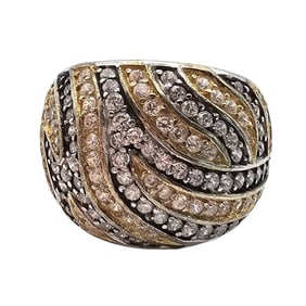 Sterling Silver Ring with Cubic Zirconia Accents, Size 6.75, 9.8 G