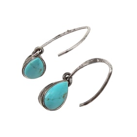 CFJ Marked Sterling Silver and Turquoise Earrings, 2.4 G