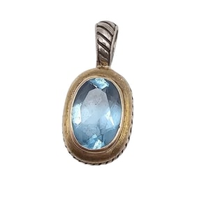 Sterling Silver Blue Rhinestone Pendant, 6 G