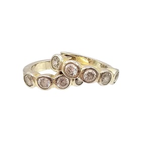 Gold Over Sterling Silver Hoop Earrings with Stones