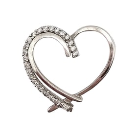 Rhinestone Sterling Silver Heart Pendant, 2.6 G
