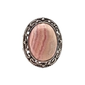 Sterling Silver Pink Lace Agate Ring Size 6.25, 10 G