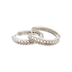 Ross-Simons Cubic Zirconia Sterling Silver Hoop Earrings