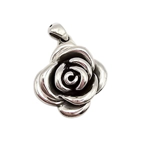 Sterling Silver Hollow Form Rose Pendant, 4.3 G