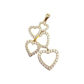 Gold Over Sterling Silver Cubic Zirconia Heart Pendant, 6.9 G