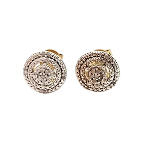 Gold-Over Sterling Silver Diamond Earrings, 2.9 G