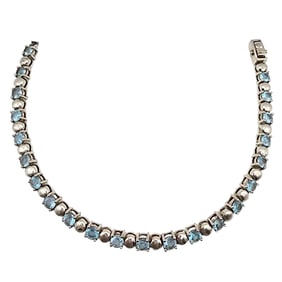 Sterling Silver Aquamarine Tennis Bracelet, 14 G
