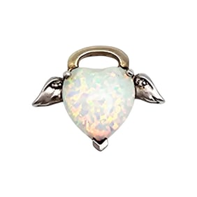 AU Opal and Sterling Silver Heart Pendant, 1.5 G