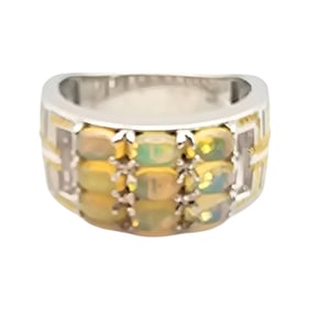 NH Sterling Silver Opalite Ring, Size 9.5, 8.3 G