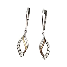 14K Gold and Sterling Silver Diamond Earrings, 1.8 G