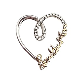 JCM Cubic Zirconia Sterling Silver ‘Love You More’ Heart Pendant, 2.4 G